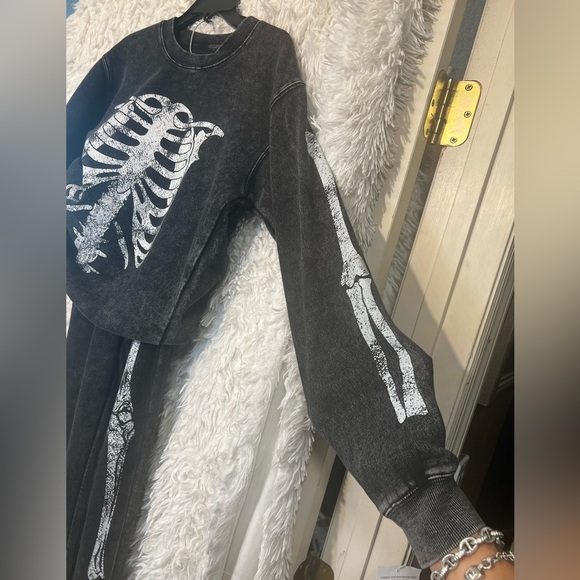 🖤☠️NWT-Hills and Valleys Black Garment Dyed Skeleton Coord Set Sz S🖤☠️ - Picture 7 of 12